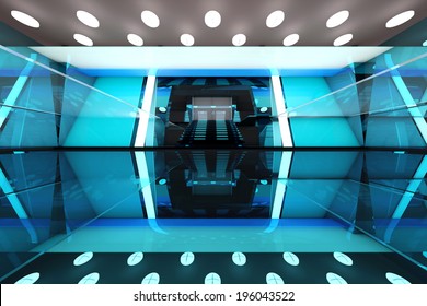 A Futuristic Entrance Hall To A Corporate Building. 3D Rendered Illustration.