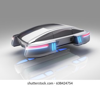 Futuristic Flying Car On White Background. 3d Illustration