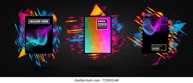 Futuristic Frame Art Design with Abstract shapes and drops of colors behind the space for text. Modern Artistic flyer or party thai background. - Shutterstock ID 713955148