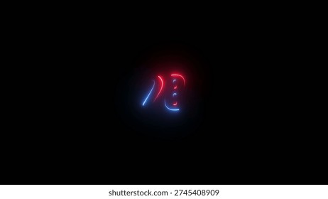 A futuristic glowing question mark symbol in neon blue and red colors brightly illuminated against a dark background