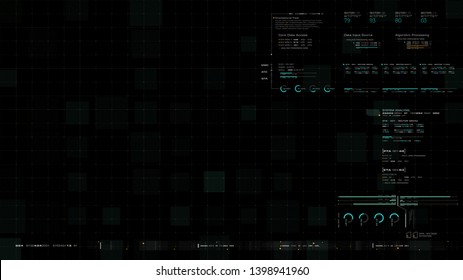 Futuristic Graphic User Interface Head Up Display With Digital Data Telemetry Information Display Template For Graphic Overlay