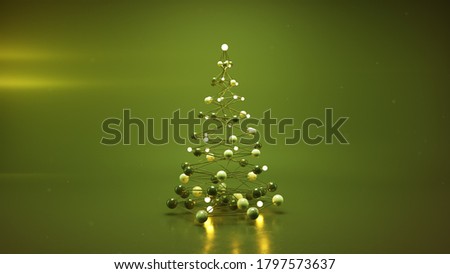 Futuristic green christmas tree with glowing balls. 3D render
 Stock photo © 