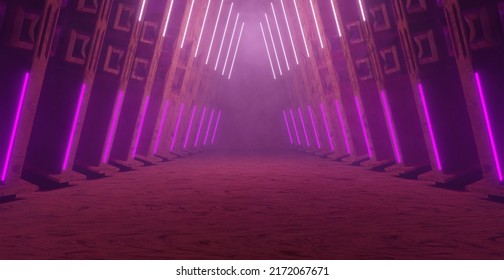 Futuristic Hangar Interior Background 3D Render