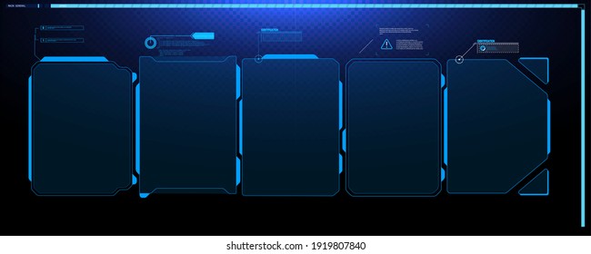 Futuristic HUD Interface Screen Design. Digital callouts titles. HUD UI GUI futuristic user interface screen elements set. High tech screen for video game. Sci-fi concept design.