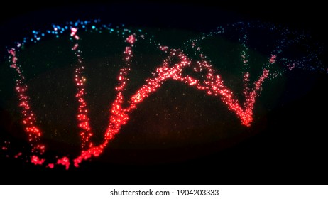 Futuristic illustration of a deoxyribonucleic acid double helix composed of luminous dots - 3d illustration