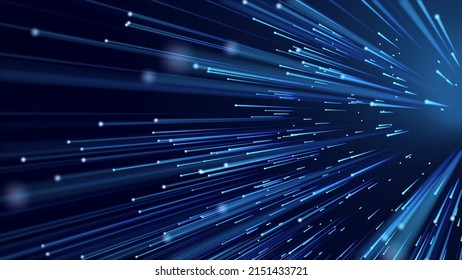 Futuristic Illustration With Explosion Of Data.Blur Technology Background Led Fibers.Abstract Digital Background . Speed Of Digital Lights Background.