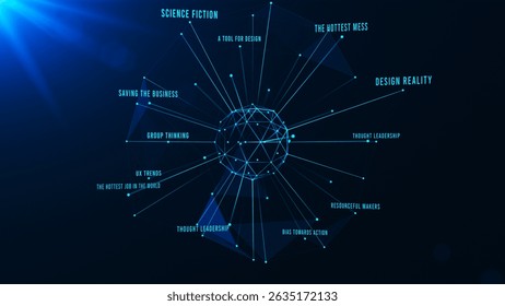 A futuristic and innovative, high-tech visual representation illustrating a global network that showcases complex digital connections and technologies. 3D Illustration