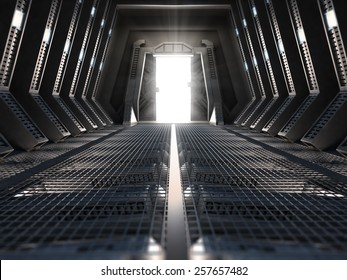 Futuristic interior of a space station