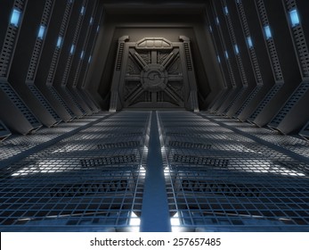 Futuristic interior of a space station