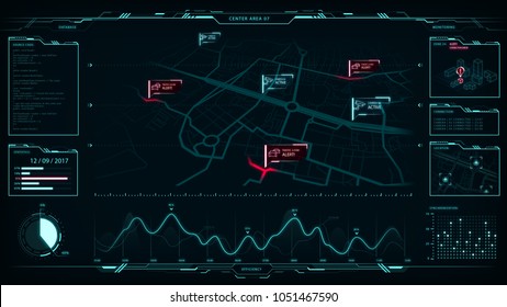 Futuristic Layout, Command Center, Smart Cities,  Augmented Intelligence