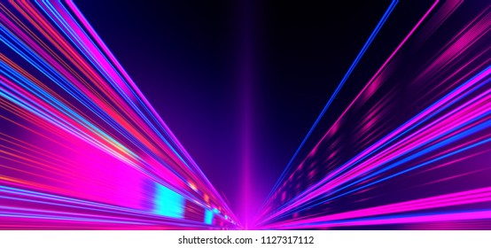 Futuristic Lights. Cyberpunk Background. Abstract Lasers. Pink And Blue.