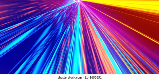 Futuristic Lights. Cyberpunk Background. Abstract Lasers. Orange And Blue.