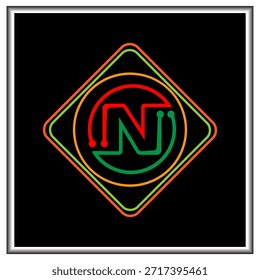Futuristic logo featuring a bold split-color “N” embedded in a circular microchip design with neon red, orange, and green outlines—evoking themes of digital innovation, electronics, and tech connectivity.