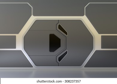 Futuristic Metallic Door Or Gate