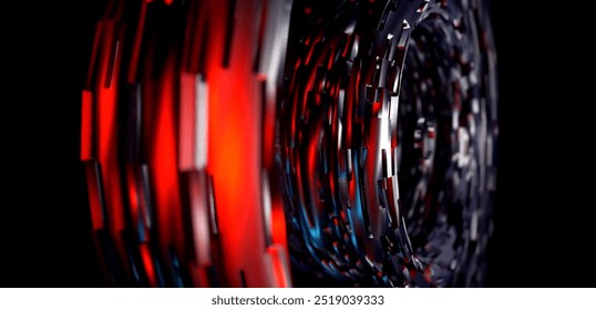 Futuristic Metallic Precision: A Study in Red and Blue