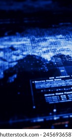 Futuristic metaverse, hi-tech digital data telemetry with encrypted numbers, display dynamic background for computer desktop screen display format