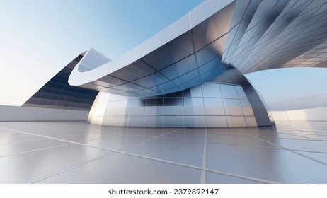 Futuristic minimalist architecture 3d render