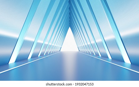 Futuristic modern background with empty stage. Future modern interior concept. 3D rendering.
