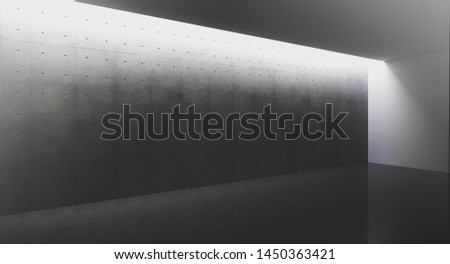 Futuristic and Modern dark interior with empty walls and concret floor. Concept of interior design and architecture. 3d rendering.