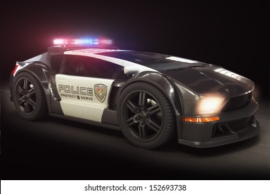 Futuristic Modern Police Car Cruiser ,with Full Array Of Lights.