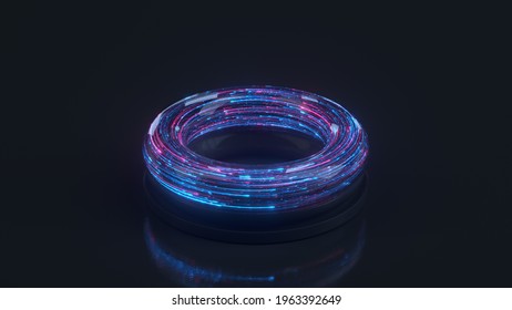 Futuristic Neon Torus Donut. 3D Rendering

