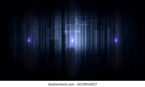 Futuristic network simulation blending AI, quantum physics, and deep learning, with a particle matrix analyzing data in a sleek, background animation display