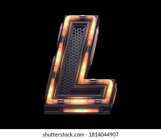 Futuristic Orange Light Font. Letter L. 3d Rendering