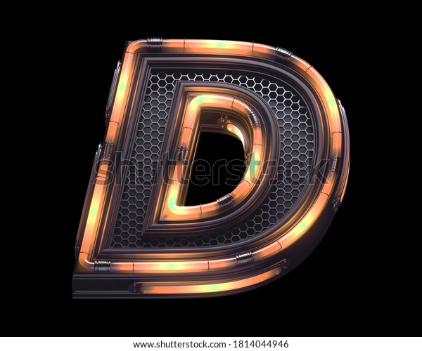 Futuristic Orange Light Font Letter D Stock Illustration 1814044946
