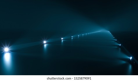 Futuristic pathway background with light illumination. 3d rendering