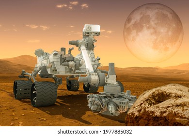 Futuristic Perseverance  Mars Rover, Expedition 3d Illustration Elements Of This Image Furnished By NASA.