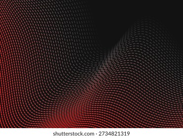 Futuristic point dots wave of particles halftones. Visualization of red waves. Technology or science banner. Abstract Waving Particle Technology Background Design.