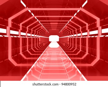 Futuristic red corridor