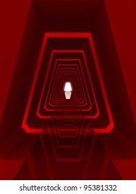 Futuristic red tunnel