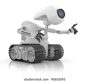 Futuristic robot talk.  Artificial intelligence concept. 3D isolated on white.
