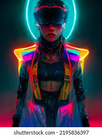 Futuristic Sci Fi Cyberpunk Girl Rgb Portrait Game Character