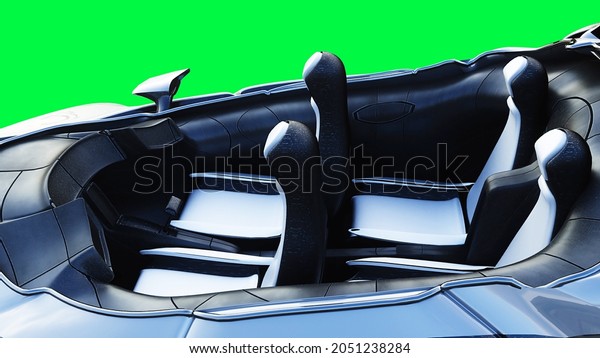 Futuristic sci fi flying car, ship. green\
screen isolate. 3d\
rendering.