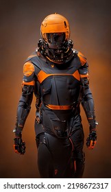 Futuristic Sci-Fi Armor Concept With Innovative Technology For Police Or Military Forces On A Male Body, Hyper Resolution, Photo Realistic 3D Illustration, 9:16