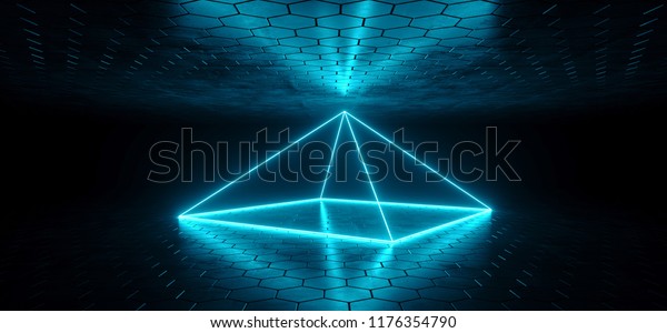 Futuristic Scifi Blue Glowing Neon Tube Stock Illustration 1176354790