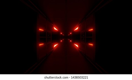 Futuristic Scifi Dark Tunnel Background Glowing Stock Illustration ...