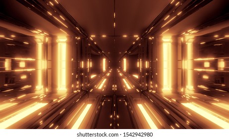 Futuristic Scifi Fantasy Hangar Tunnel Corridor Stock Illustration ...