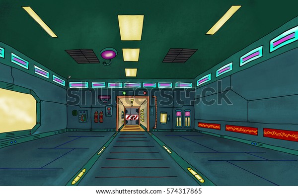 Futuristic Scifi Space Station Interior Scene