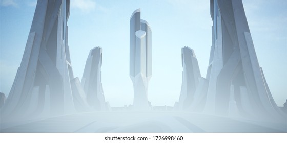 Futuristic Sci-Fi Utopian City Alien 3d Illustration 3d Render  