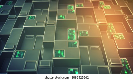 Futuristic sci  fi wall and digital HEX code  Abstract technology sci  fi concept  3D render