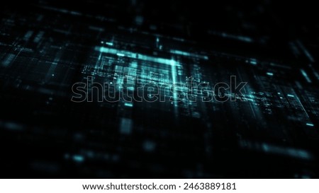 Futuristic screen display matrix, hi-tech digital data telemetry with encrypted numbers, display dynamic background for computer desktop screen display format