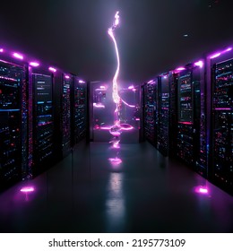 Futuristic Server Room Arranging Cloud Storage Big Data Flowing Power Efficiency Fast Transfer Speed 3d Illustration - Powered by Shutterstock - Get 15% off with code: PIKWIZARD15