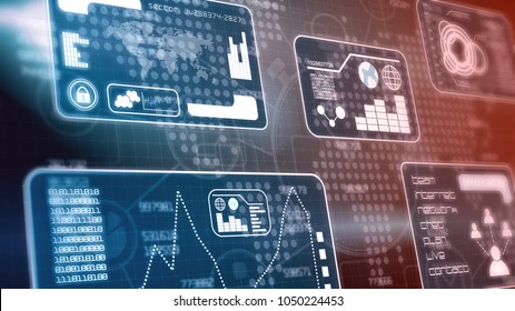 Futuristic Software Interface For Business And Finance Management With A Stylized World Map On Background (3d Render)