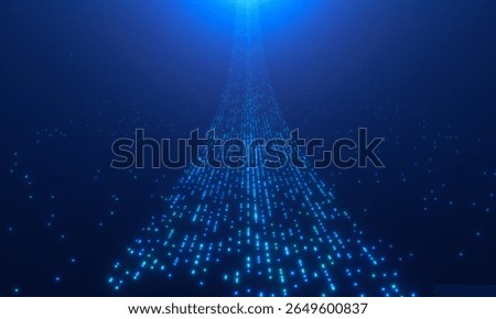 Futuristic space, big data stream, virtual reality, digital bits and bytes, infinity. Digital network, technology, data path, binary code, information. 3D illustration