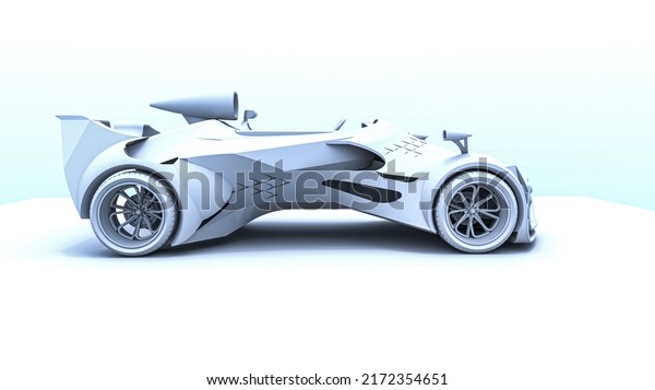 futuristic sport car concept; light, white,\
blue, black on background. 3d\
illustration