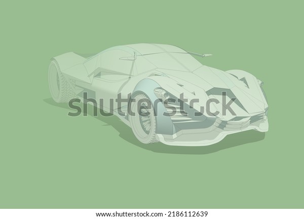futuristic sport car concept;
light, white, blue, black, red, yellow on background. 3d
illustration