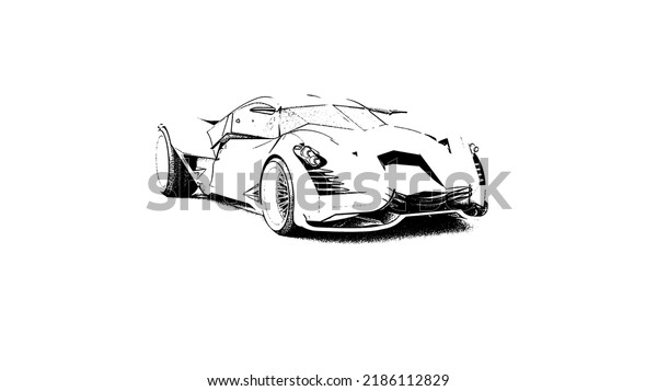 futuristic sport car concept;\
light, white, blue, black, red, yellow on background. 3d\
illustration